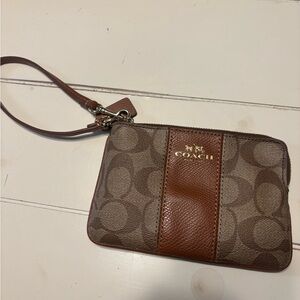 Coach Signature Brown Wristlet